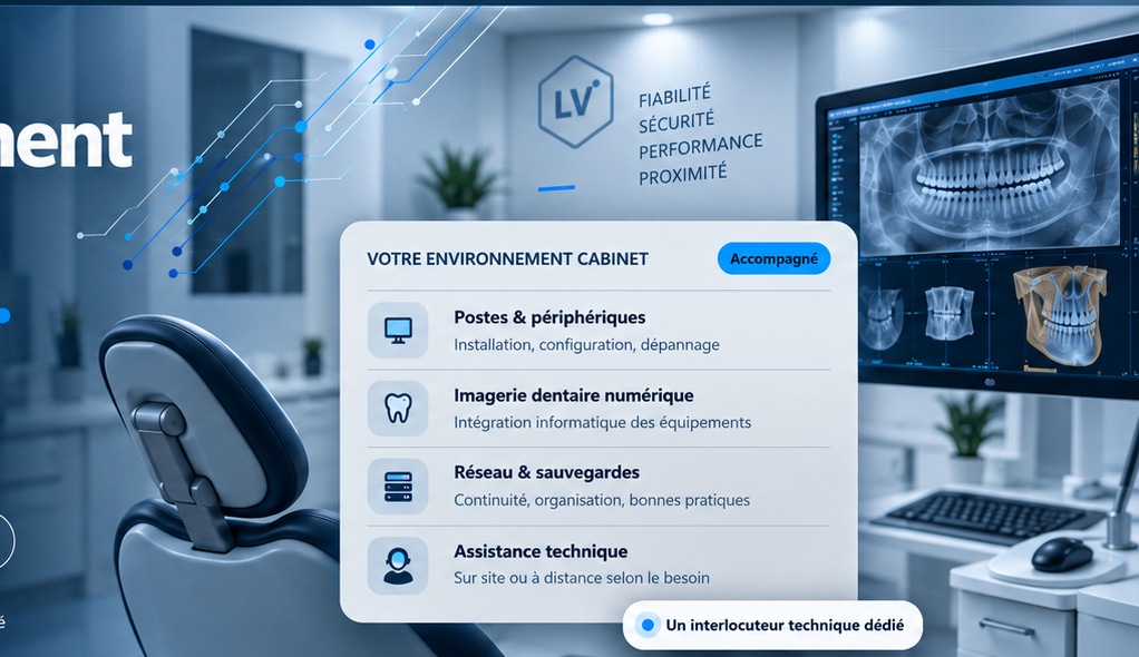 Cabinet dentaire numérique avec imagerie et environnement informatique